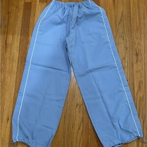 Light Blue Track Pants with White Piping